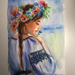 Ukrainian Girl, Watercolor Painting, Art Watercolor, Art Painting, Ukrainian Artist, Ukrainian Painting, Ukrainian Art