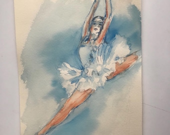 Ballerina Aquarell Malerei, Original Kunst, A4 Druck
