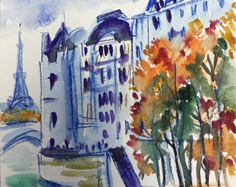 Paris, Paris Watercolor, Watercolor Paris, Painting Art, Watercolor Original Art, Unique Art, Drawings, Original Painting, Art, Paintings