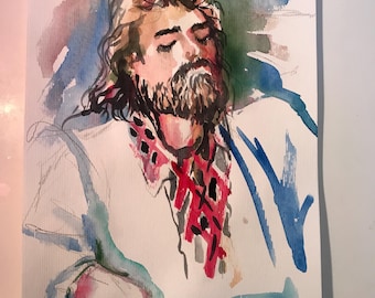 Ukrainian Cossack Watercolor Painting, A4 Art Print