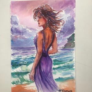 Woman Watercolor, Original Watercolor, Original Aquarelle, Unique Art, Limited Edition Art, New Art