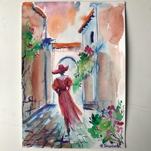 Bella Signora, Dipinto di Signora, Dipinto di Signore, Nobildonna, Imperatrice, Acquerello, Acquerello Originale, Aquarelle Originale, Arte Unica, Arte
