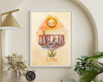 Litha Blessings printable Art wall. DIGITAL DOWNLOAD Art for your DIY Summer Solstice Decoration.