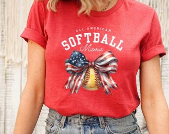 Softball Mama T-Shirt: All American USA Game Day Tee