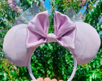 Purple Minnie Ear - Tulle Ears - Magic Kingdom Ears - Large Minnie Ears - Girly Ears - Disney 100 - Princess Ears