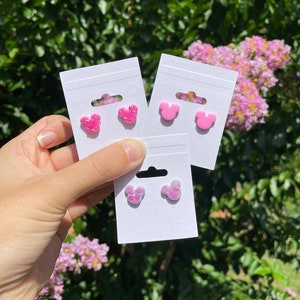 Mickey Stud Earrings - Minnie Stud Earrings - Glitter Mickey Earrings