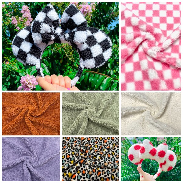 Sherpa Minnie Ears - Checkered Ears - Polka Dot Ears - Cars Ears - Large Ears - Fall Ears - Winter Ears - Comfortable - Green Ears