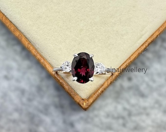 Handmade Oval Rhodolite Garnet Ring: Sterling Silver January Birthstone