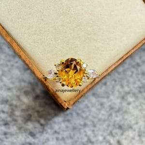Citrine Ring, Promise Ring, 925 Sterling Silver, Birthstone Ring, Engagement Ring, November Birthstone, Bridal Ring, Natural Citrine