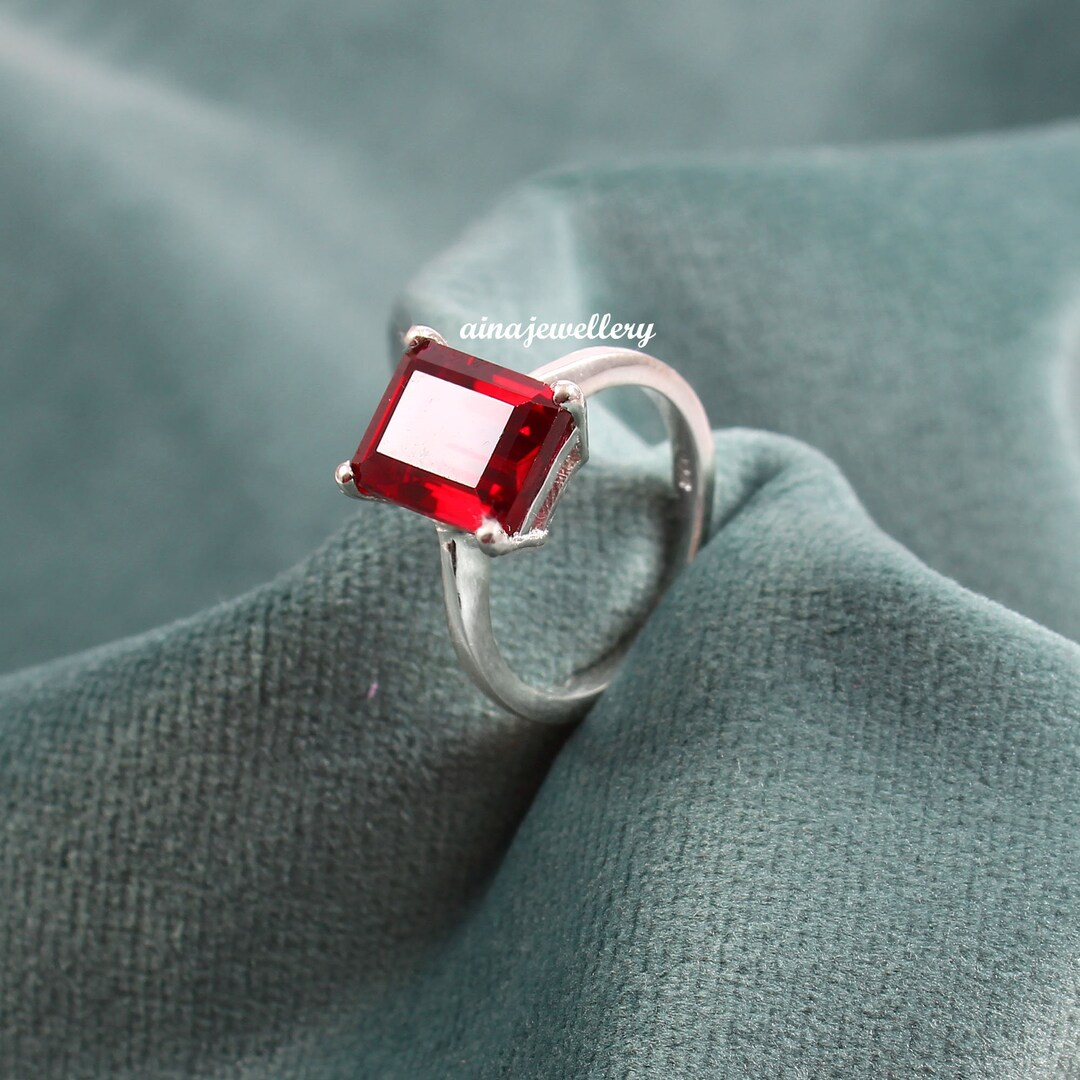 Handmade Octagon Ruby Ring: 925 Sterling Silver Solitaire - Etsy