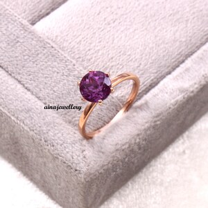 Alexandrite Ring, Solitaire Ring, Alexandrite Jewelry, 925 Sterling Silver, Round Cut Alexandrite, Anniversary Gift Ring, June Birthstone