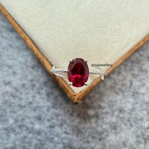 Ruby Ring, Unique Ring, July Birthstone, 925 Sterling Silver, Ruby Jewelry, Promise Ring, Oval Cut Ruby, Engagement Ring, Wedding Gift Ring