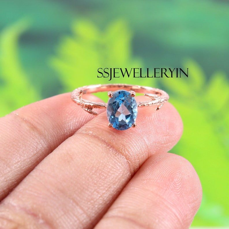 December Birthstone Statement Ring Gift For Her Swiss Blue Topaz Ring Engagement Ring Wedding Ring Natural Topaz 925 Sterling Silver