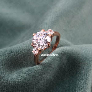 CZ Zircon Ring, April Birthstone, CZ Zircon Jewelry, 925 Sterling Silver, Vintage Ring, Art deco Ring, Round Cut Ring, Anniversary Gift Ring