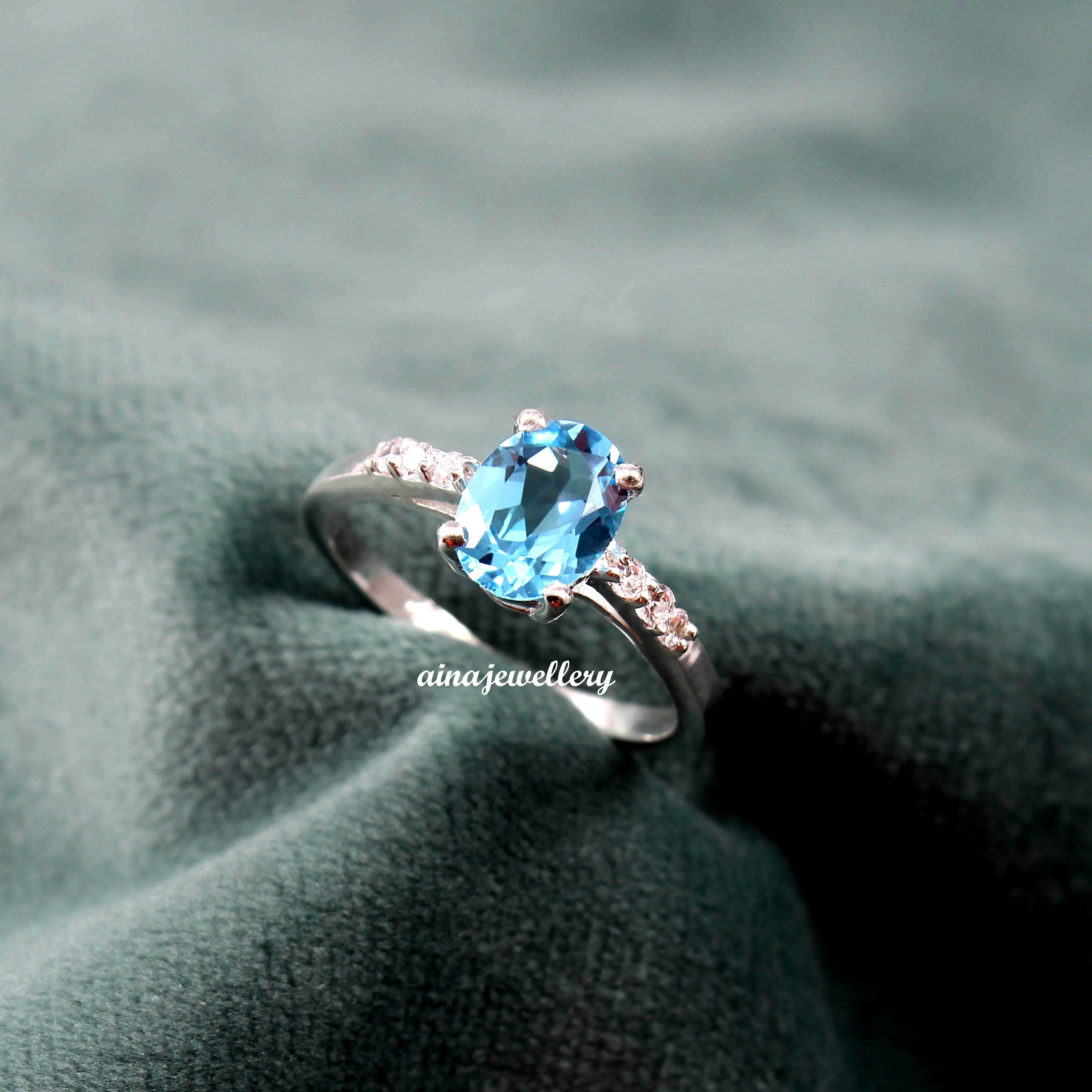 Swiss Blue Topaz Ring, 925 Sterling Silver Solitaire Ring, December  Birthstone Gift Ring, Engagement Ring, Wedding Ring, Blue Topaz Jewelry,  Nickel