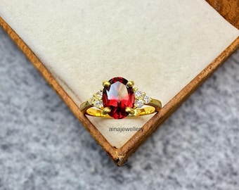 Natural Garnet, 925 Sterling Silver, Garnet Ring, Statement Ring, Wedding Ring, Oval Cut Garnet, January Birthstone, Stacker Ring, Gift Her