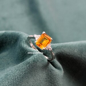 Citrine Ring, November Birthstone, 925 Sterling Silver, Wedding Ring, Engagement Ring, Stackable Ring, Natural Citrine, Anniversary Ring