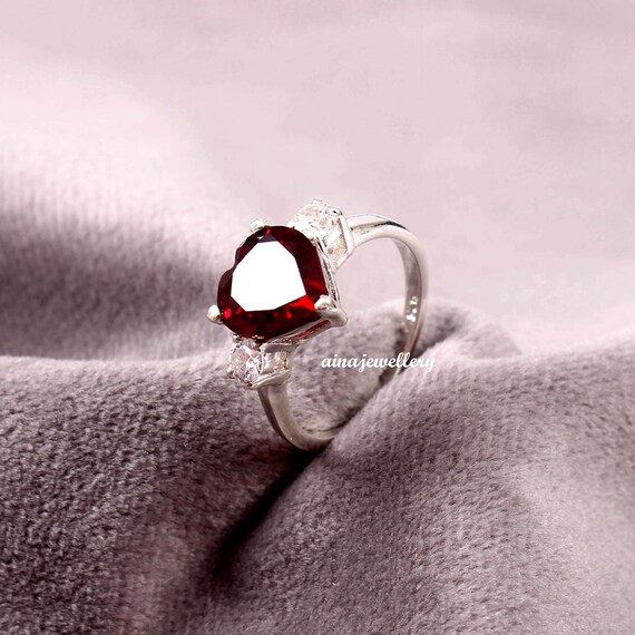 Ruby Ring Statement Ring Cluster Ring 925 Sterling Silver