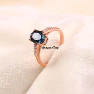 London Blue Topaz, Oval Cut Topaz, Silver Ring, Blue Topaz Ring, 925 Sterling Silver, Vintage Ring, Wedding Ring, Anniversary Ring, Gift Her