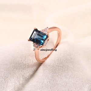 London Blue Topaz, Engagement Ring, December Birthstone, 925 Sterling Silver, Statement Ring, Vintage Ring, Promise Ring, Anniversary Ring