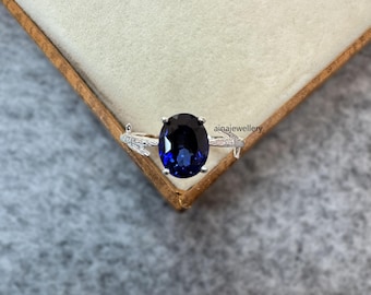 Lab Created Sapphire Ring: Sterling Silver September Birthstone
