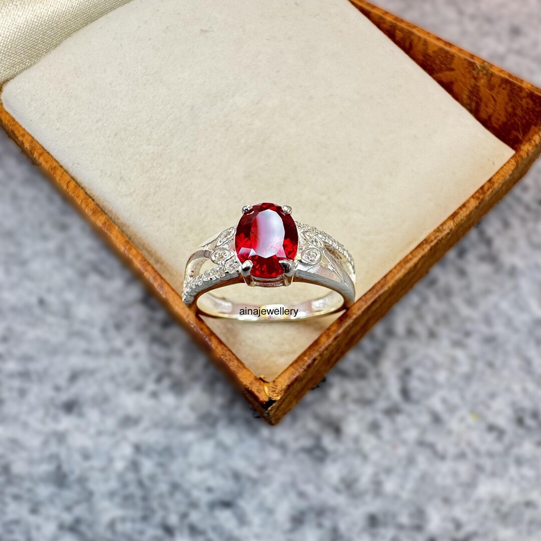 Oval Lab Ruby Oval Lab Ruby Ring: 925 Sterling Silver, July Birthstone - Etsy