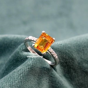 Citrine Ring, 925 Sterling Silver Ring, Engagement Gift Ring, Vintage Silver Ring, Natural Citrine, Silver Ring, Wedding Ring, Citrine