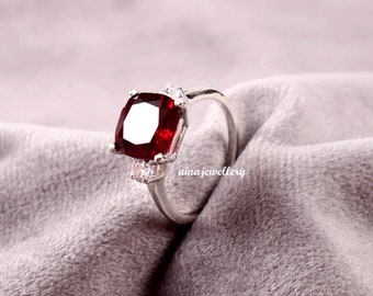 Ruby Ring, July Birthstone, Beautiful Ring, Wedding Gift Ring, 925 Sterling Silver, Bridal Ring, Stacker Ring, Engagement Ring, Purpose Ring