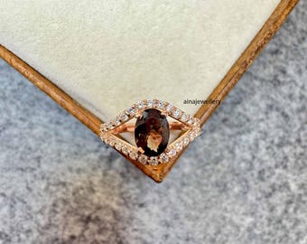 Smoky Quartz Ring, 925 Sterling Silver, Silver Ring, Anniversary Ring, Wedding Ring, Stackable Ring, Natural Smoky Quartz, Statement Ring