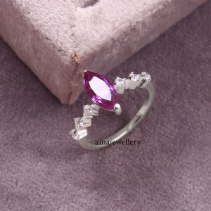 Alexandrite Ring, Birthstone Ring, Marquise Cut Alexandrite, 925 Sterling Silver, June Birthstone, Anniversary Ring, Promise Ring, Gift Her