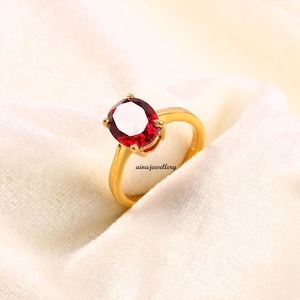 Anillo de rubí, piedra de nacimiento de julio, anillo solitario, plata de ley 925, anillo para ocasiones especiales, anillo apilable, anillo vintage, anillo de compromiso, anillo de boda