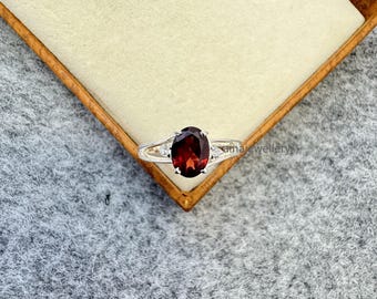 Natural Garnet Ring: Sterling Silver January Birthstone, Vintage Style