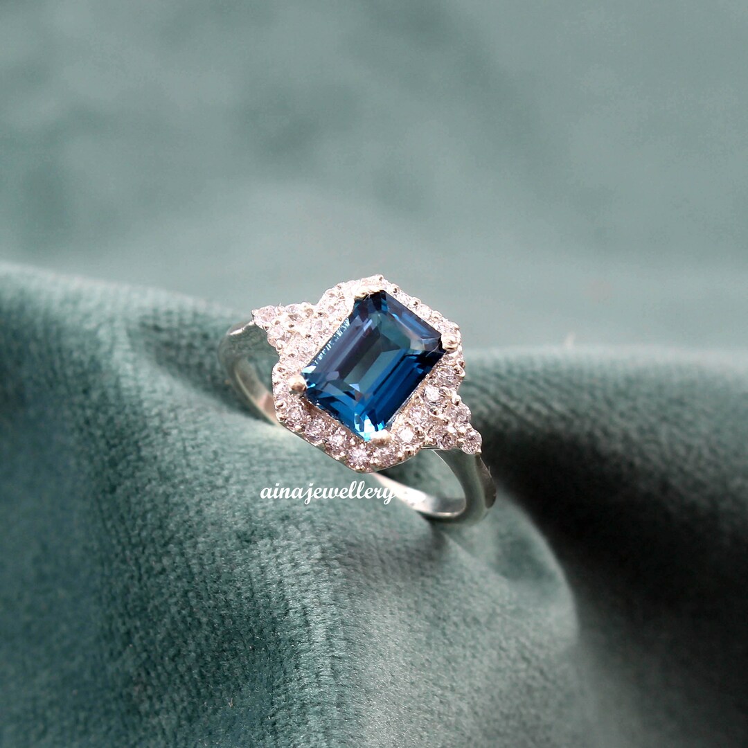 Handmade London Blue Topaz Ring: Sterling Silver Engagement Ring - Etsy