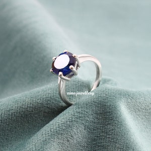 Blue Sapphire, Sapphire Ring, Sapphire Jewelry, 925 Sterling Silver, Solitaire Ring, September Birthstone, Round Cut Ring, Anniversary Ring