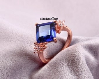 Handmade Rose Gold Plated Sterling Silver Sapphire Ring