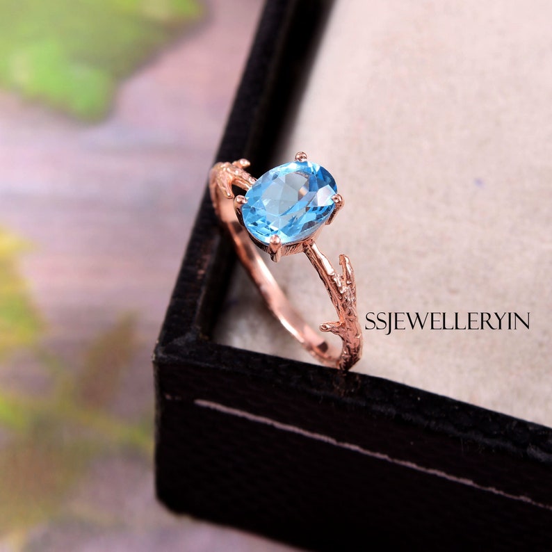 December Birthstone Statement Ring Gift For Her Swiss Blue Topaz Ring Engagement Ring Wedding Ring Natural Topaz 925 Sterling Silver