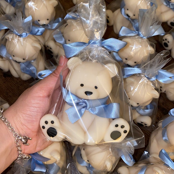 Large Teddy bear candle, baby shower favor , scented bear candle, gender reveal bear gift, soy wax candl, centerpiece topper bear candle