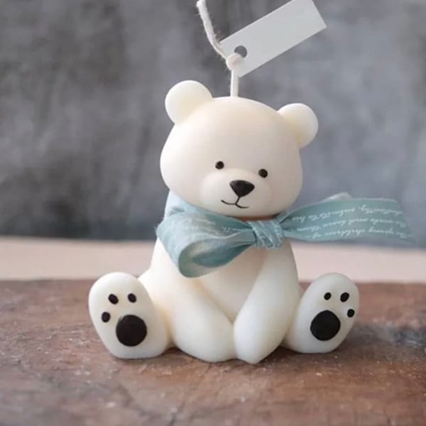 Large Teddy bear candle, baby shower favor , scented bear candle, gender reveal bear gift, soy wax candl, centerpiece topper bear candle