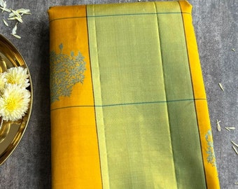 Threadslabel Multicolor kanjivaram saree de seda macia com blusa