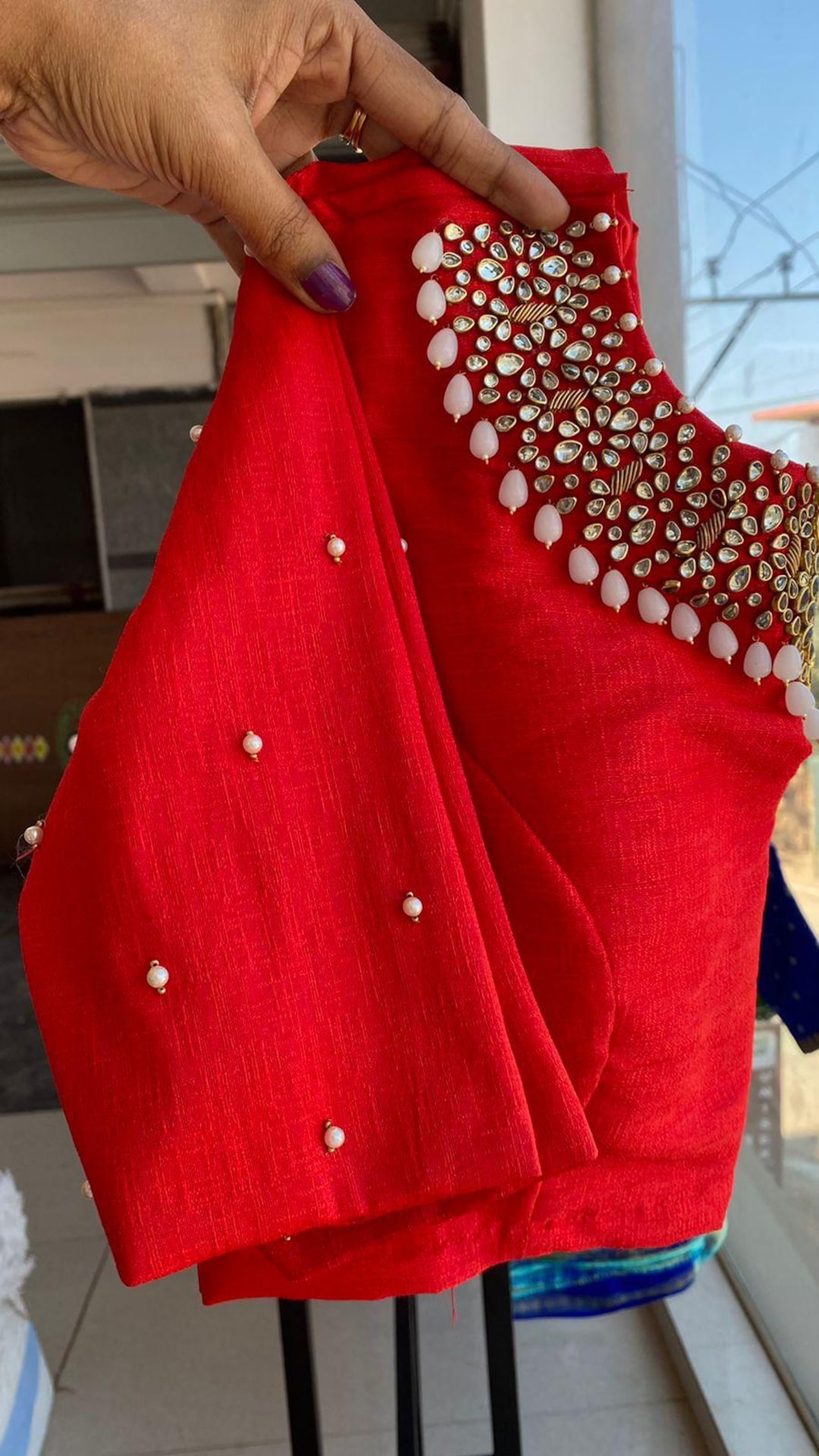 Red Ready to Wear Hand Work Blouse main image 1