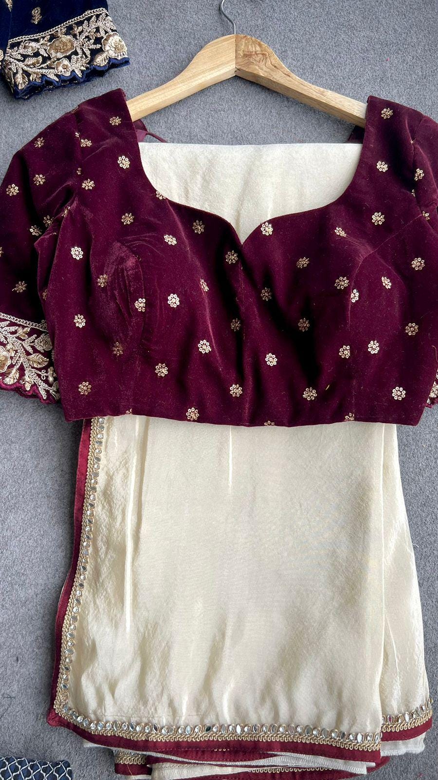 Ivory Gold Tissue Saree With Embroidered Blouse