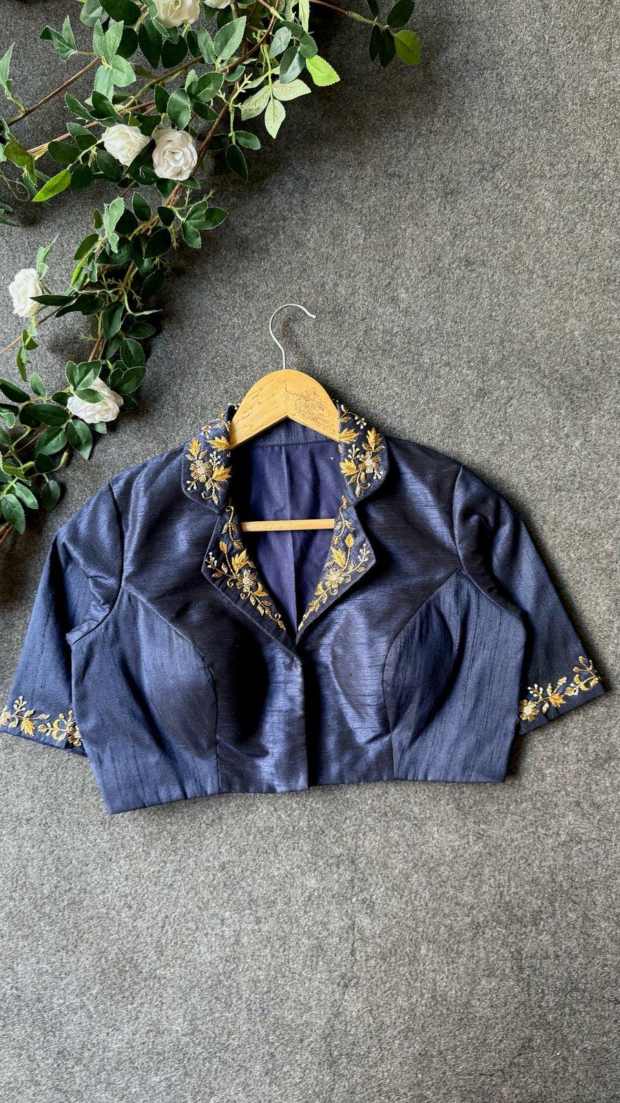 Satin Collared Shirt Midnight Blossom