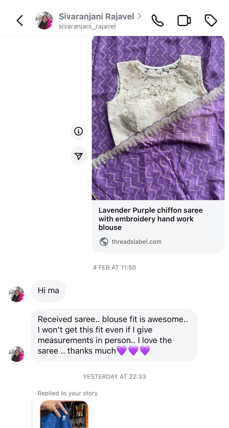 Women's Pure Chiffon Lavender Embellished Designer Saree With Blouse Piece