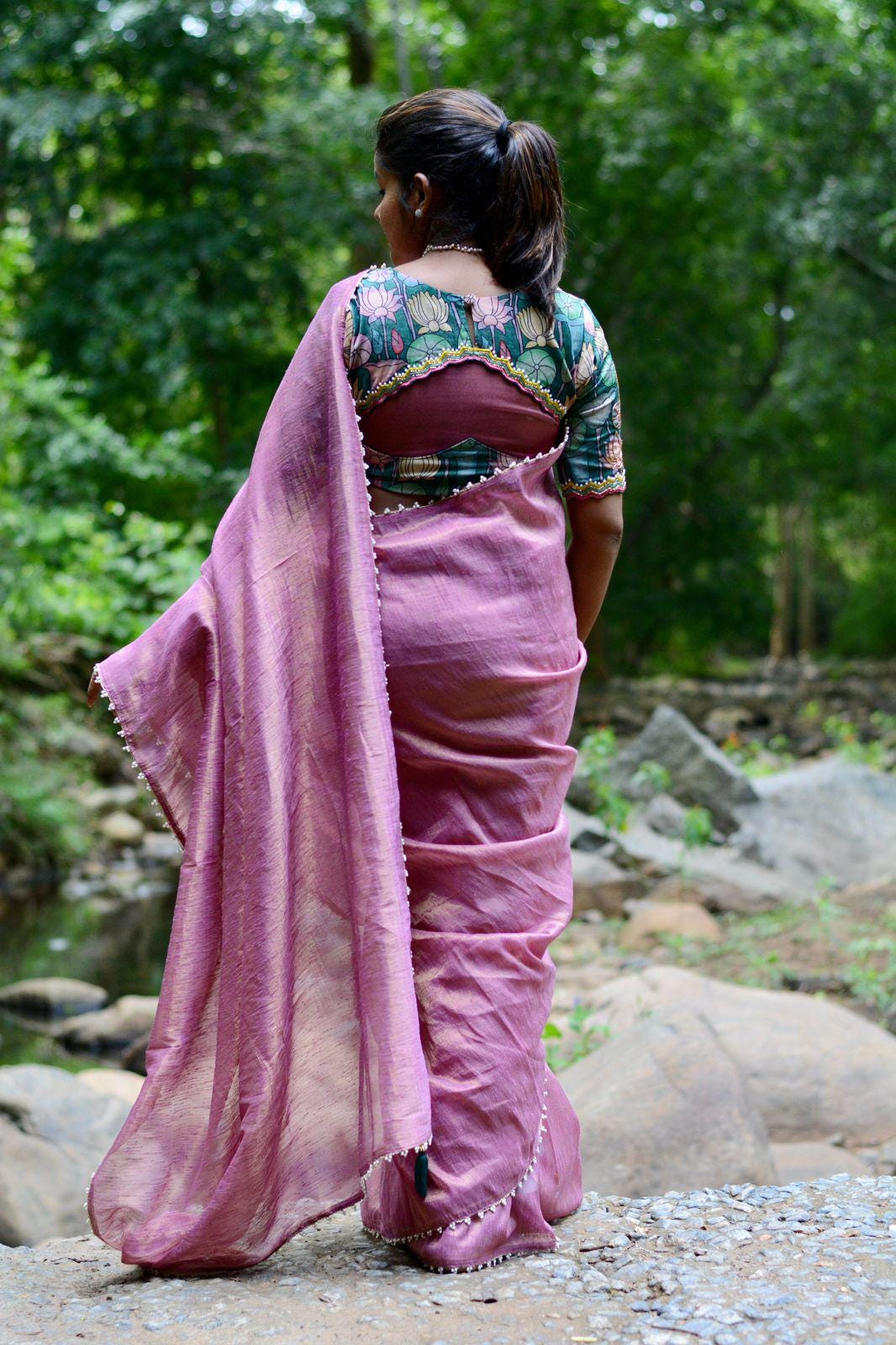 Light Pink Tissue Saree
