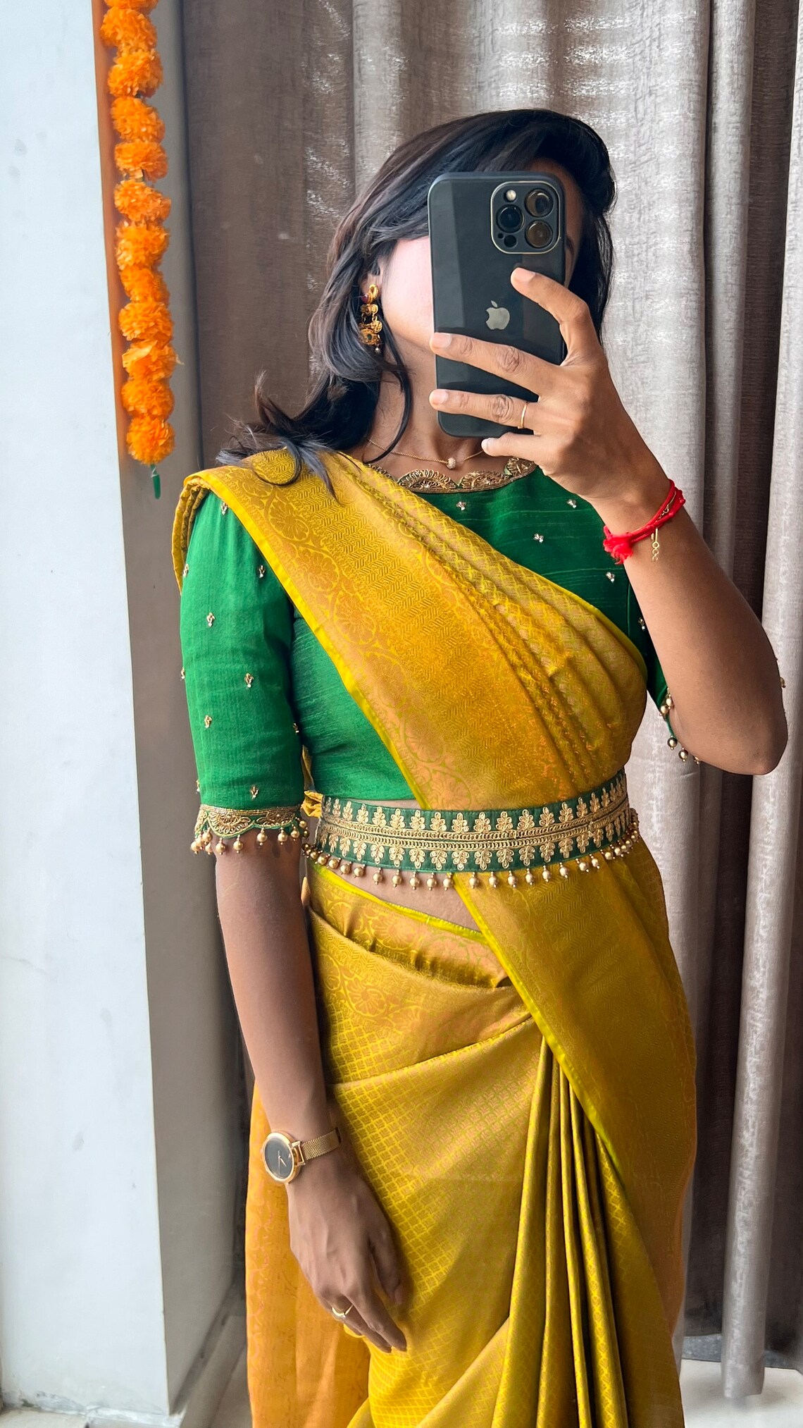 Green Embroidery On Silk Crape main image 0