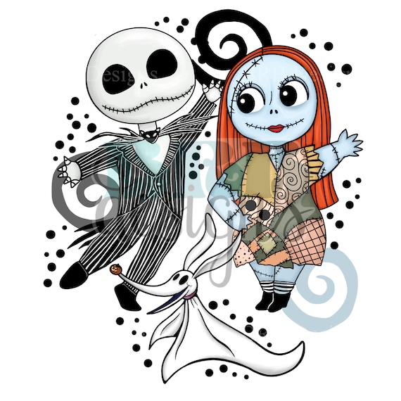 Jack and Sally Hand Drawn Sublimation PNG File - Etsy