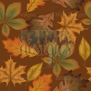 Fall Leaves Hand Drawn Digital PNG Seamless File
