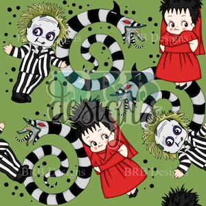 Beetle Juice Hand Drawn Seamless PNG File