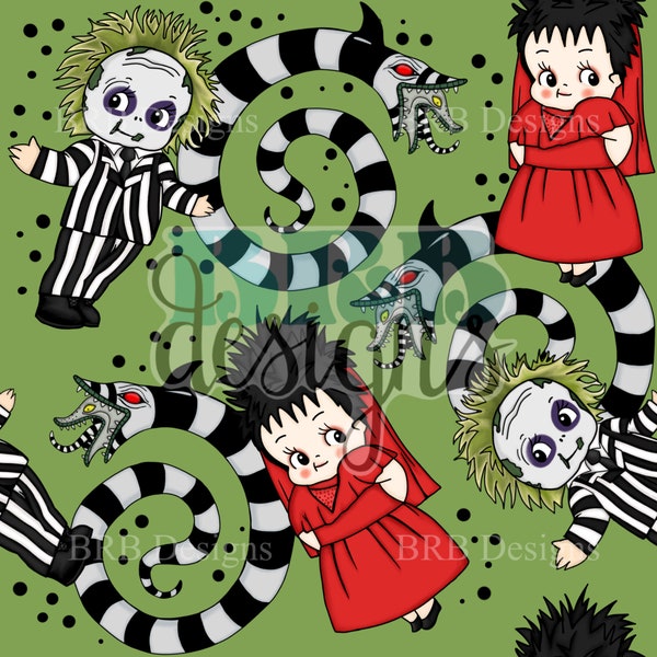 Beetle Juice Hand Drawn Seamless PNG File