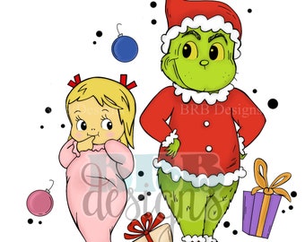 Mean One and Cindy Hand Drawn PNG Digital File